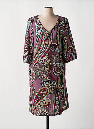 Robe mi-longue coupe fluide manches courtes violet AN II VITO femme