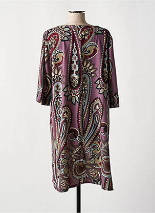 Robe mi-longue coupe fluide manches courtes violet AN II VITO femme