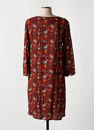 Robe mi-longue imprimé fleurs manches longues orange LA FIANCEE DU MEKONG femme