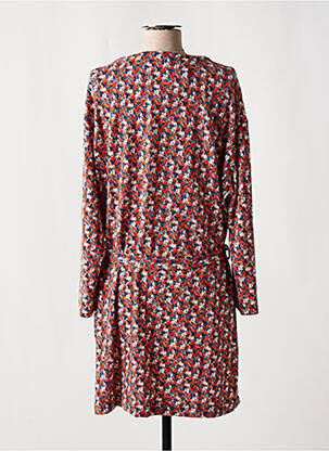 Robe mi-longue imprimé fleurs manches longues orange SARAH JOHN femme