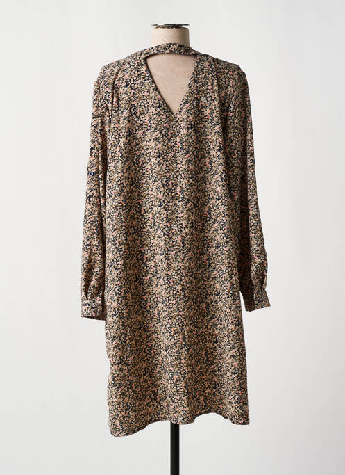 Robe mi-longue coupe fluide manches longues beige CHRISTY femme