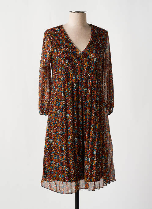 Robe mi-longue marron CAMILLE DE PARIS pour femme