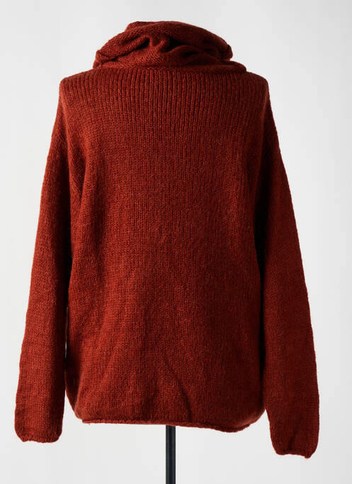 Pull col roulé orange MAT. pour femme