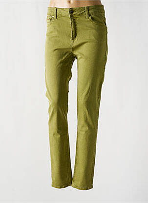 Pantalon droit fermeture zippée sous rabat boutonné vert YEST femme