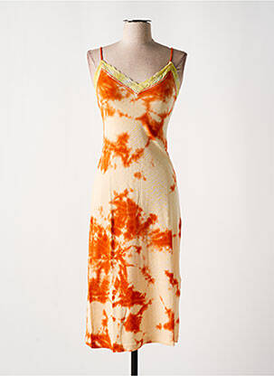 Robe mi-longue imprimé fantaisie fines bretelles orange MISS SIXTY femme
