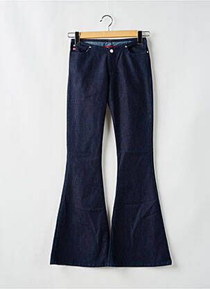 Pantalon flare fermeture zippée sous rabat boutonné bleu MISS SIXTY femme