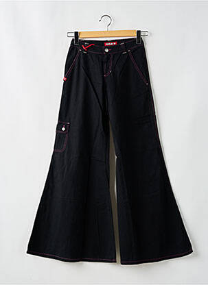 Pantalon flare fermeture zippée sous rabat boutonné noir KILLAH femme