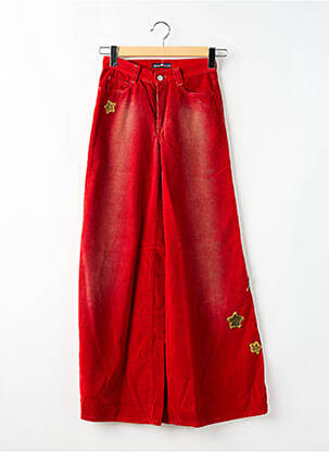 Pantalon flare fermeture zippée sous rabat boutonné rouge KILLAH femme