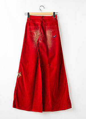 Pantalon flare fermeture zippée sous rabat boutonné rouge KILLAH femme