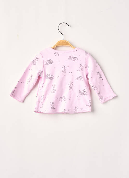 Gilet manches longues rose 3 POMMES pour enfant