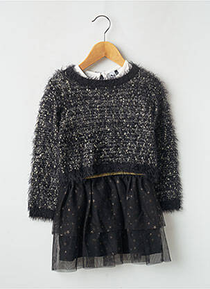 Robe mi-longue noir 3 POMMES fille