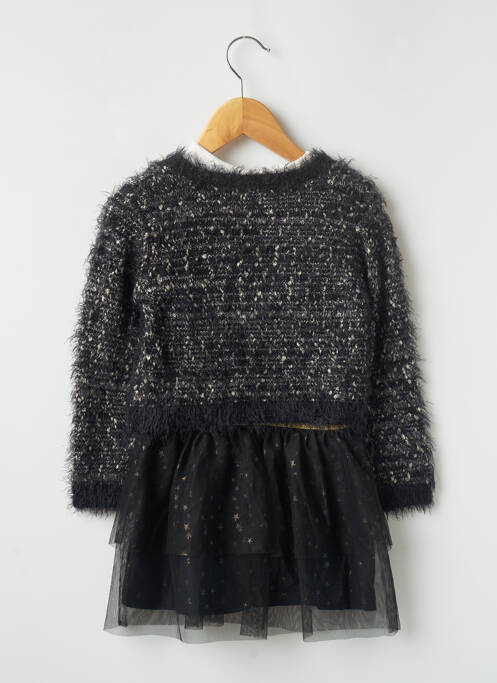 Robe mi-longue noir 3 POMMES pour fille