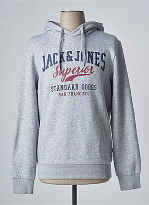 Sweat-shirt à capuche gris JACK & JONES pour homme