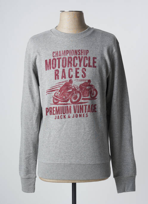 Sweat-shirt gris JACK & JONES pour homme