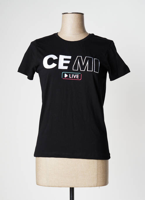 T-shirt noir CEMI pour femme