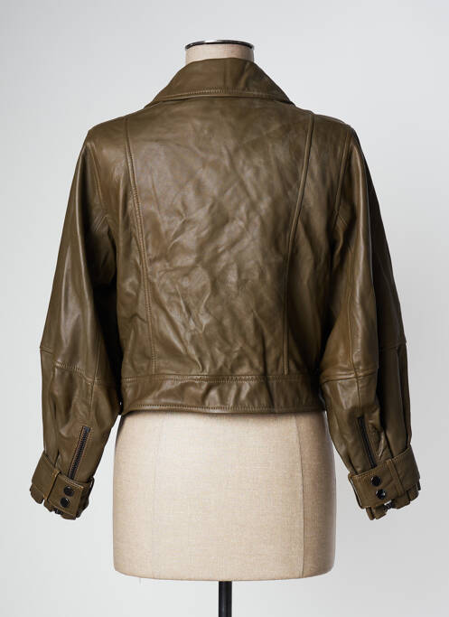Veste en cuir marron MANGO pour femme