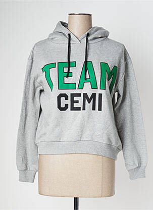 Sweat-shirt à capuche gris CEMI femme