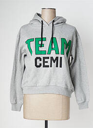 Sweat-shirt à capuche gris CEMI femme