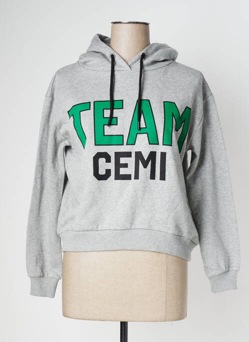 Sweat-shirt à capuche gris CEMI pour femme