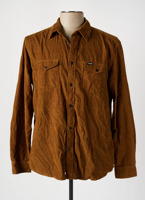 Chemise manches longues marron WRANGLER pour homme