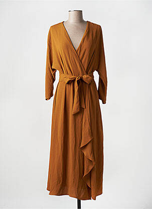 Robe longue marron MANGO pour femme