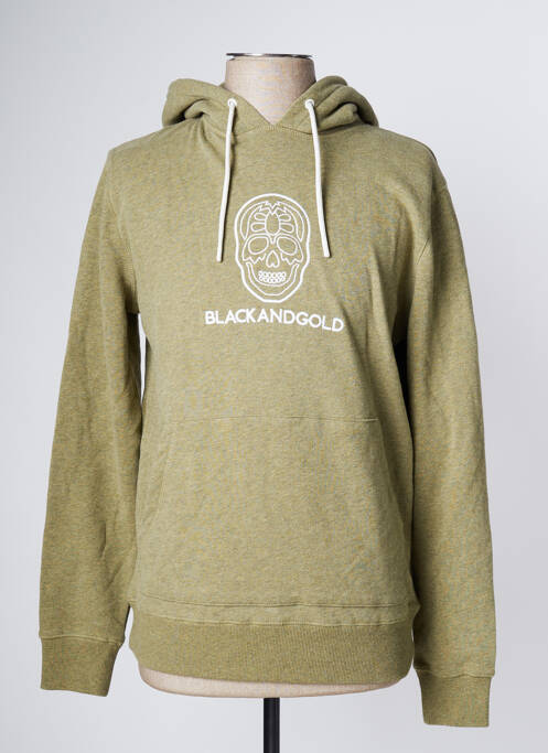 Sweat-shirt à capuche vert BLACK AND GOLD pour homme