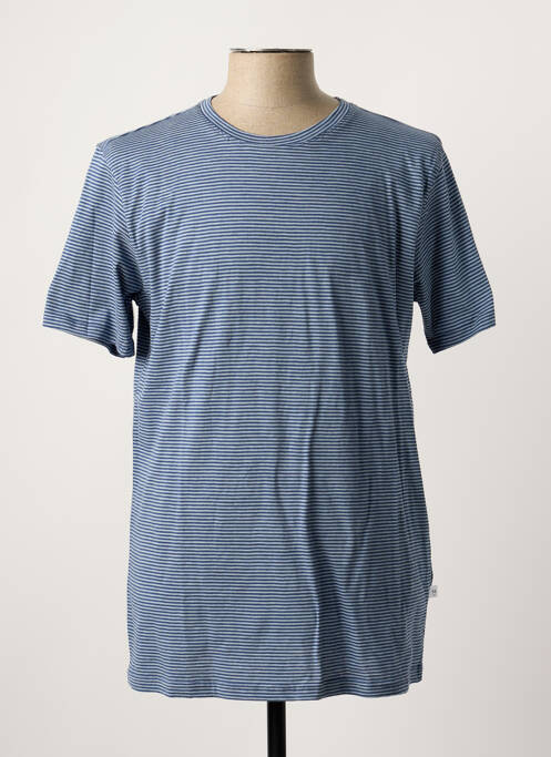 T-shirt bleu KNOWLEDGE COTTON APPAREL pour homme