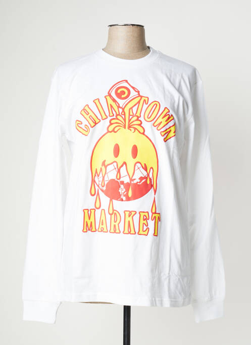 Sweat-shirt blanc CHINATOWN MARKET pour homme