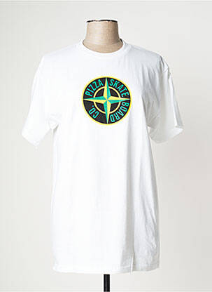 T-shirt blanc PIZZA SKATEBOARD homme