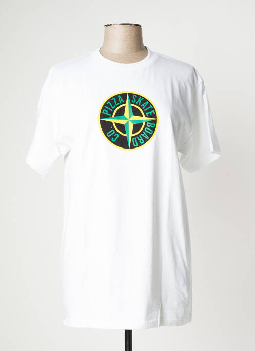 T-shirt blanc PIZZA SKATEBOARD pour homme