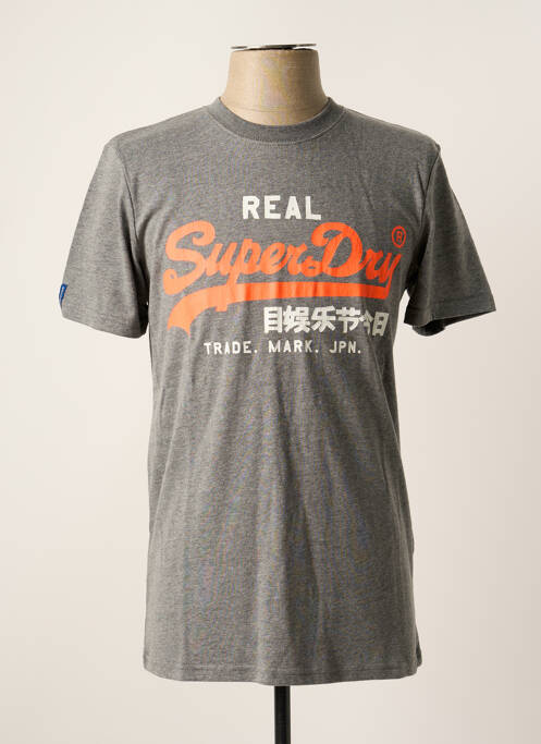 T-shirt gris SUPERDRY pour homme