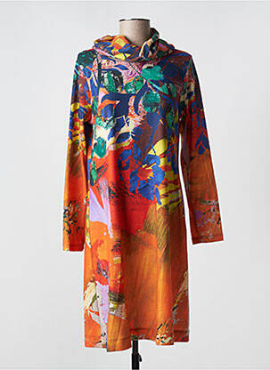 Robe mi-longue orange MALOKA femme