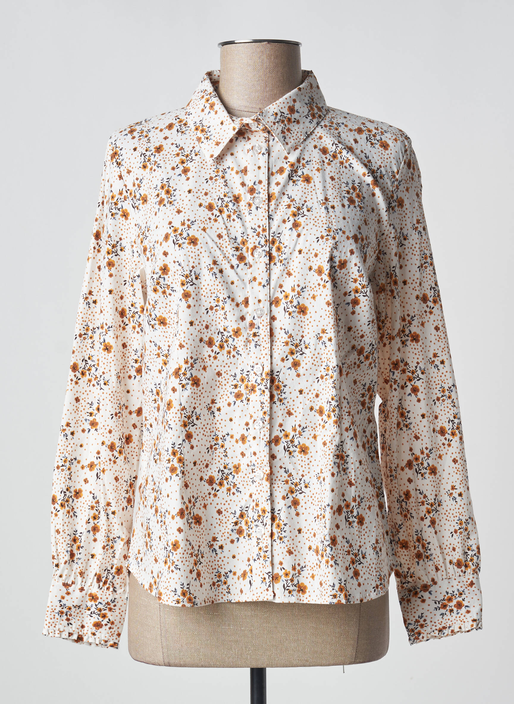 Chemisier Blanc IKKS Taille 38 - En Coton Style Jean - Occasion Très Bon état