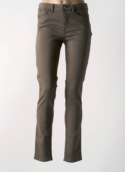 Pantalon slim marron C'EST BEAU LA VIE pour femme