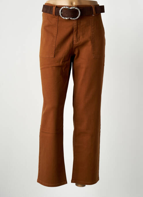 Pantalon slim marron C'EST BEAU LA VIE pour femme