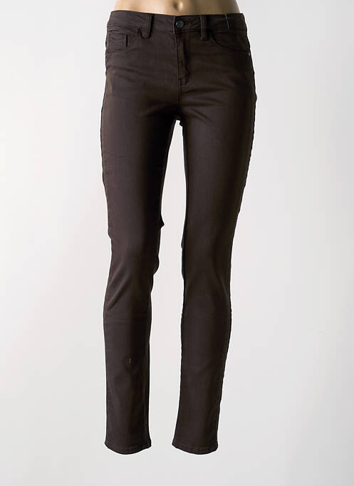 Pantalon slim marron C'EST BEAU LA VIE pour femme