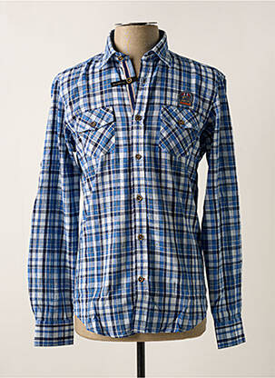 Chemise manches longues bleu DELAHAYE homme