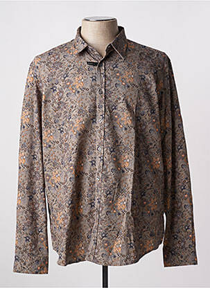 Chemise manches longues marron DELAHAYE homme