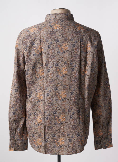 Chemise manches longues marron DELAHAYE pour homme