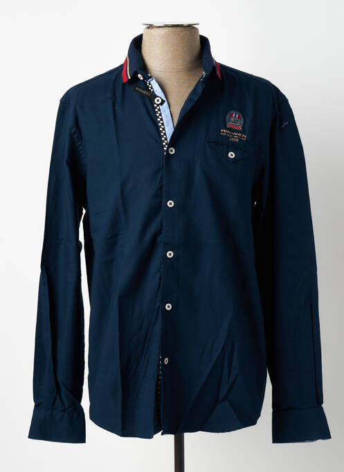 Chemise manches longues bleu marine DELAHAYE pour homme