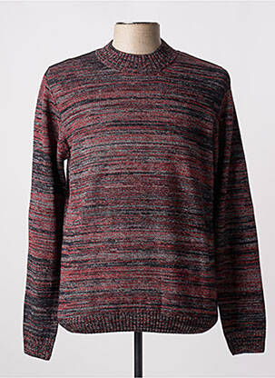 Pull rouge multicolore DELAHAYE pour homme