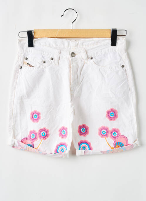 Short fermeture zippée sous rabat boutonné blanc DIESEL femme
