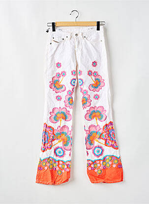 Pantalon droit fermeture zippée sous rabat boutonné blanc DIESEL femme
