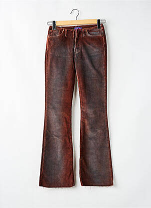 Pantalon droit fermeture zippée sous rabat boutonné marron REPLAY femme