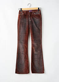 Pantalon droit fermeture zippée sous rabat boutonné marron REPLAY femme