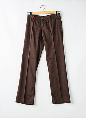 Pantalon droit fermeture zippée sous rabat boutonné marron MISS SIXTY femme