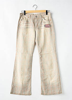 Pantalon droit fermeture zippée sous rabat boutonné beige REPLAY femme