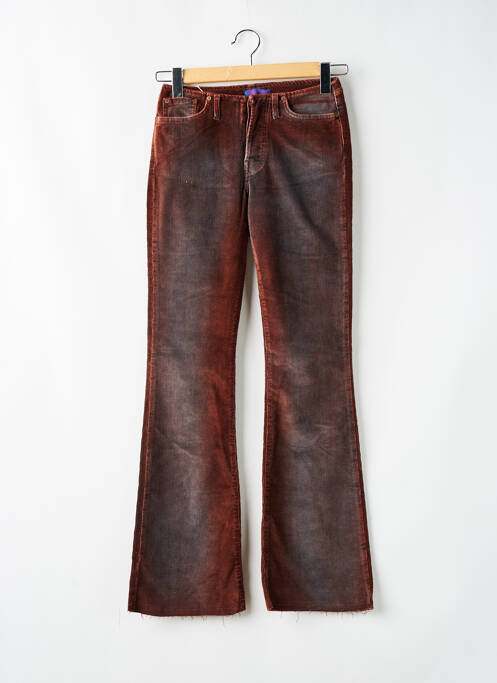 Pantalon droit fermeture zippée sous rabat boutonné marron REPLAY femme
