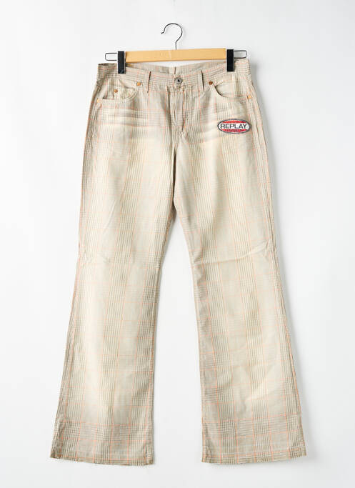 Pantalon droit fermeture zippée sous rabat boutonné beige REPLAY femme