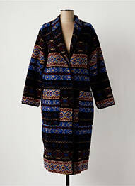 Manteau long coupe droite sans capuche noir LA FEE MARABOUTEE femme